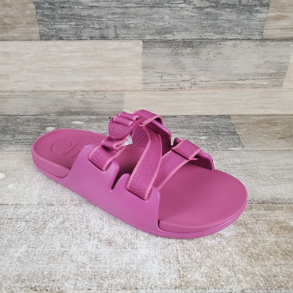 Chaco Chillos Kids Sandals Sz 6 Fuchsia Comfort Polyester Slip On Open Toe Slide